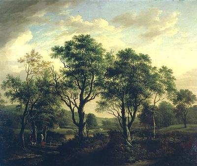Bewaldete Flusslandschaft mit Figuren und Vieh von Alexander Nasmyth