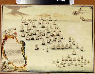 Die Seeschlacht in der Straße von Kertsch (Ukraine) am 19. Juli 1790 von Alexander Nikolaevich Depaldo