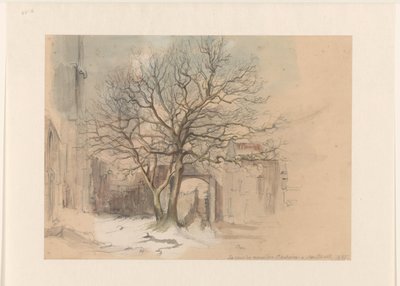 Hof des St. Antoniusklosters in Maastricht im Winter von Alexander Schaepkens