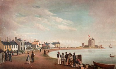 Beach Crescent und Broughty Castle, ca. 1835 von Alexander Smith