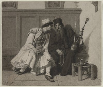 Junger Grieche im Gespräch mit einem Priester von Alexandre Bida