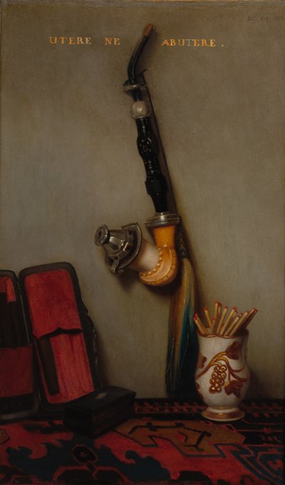 Stillleben mit Pfeife und Streichhölzern und Stillleben mit Hering, Brot und Käse, Paar, 1858 von Alexandre Gabriel Decamps