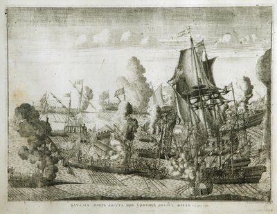 Die Seeschlacht von Gangut am 27. Juli 1714, 1715 von Alexei Fyodorovich Zubov