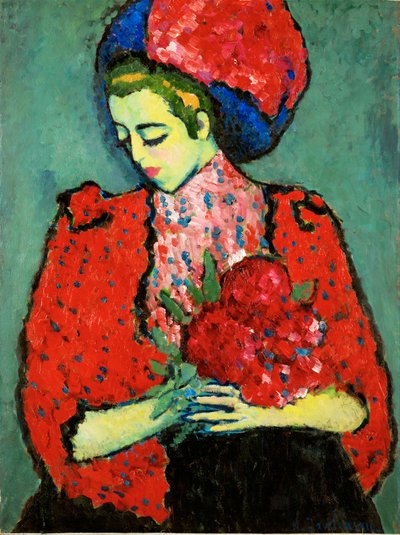 Mädchen mit Pfingstrosen von Alexej von Jawlensky