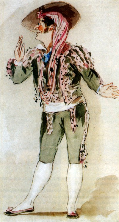 Carlo Zucchelli als Figaro in der Oper "Der Barbier von Sevilla" von Gioacchino Rossini von Alfred Edward Chalon