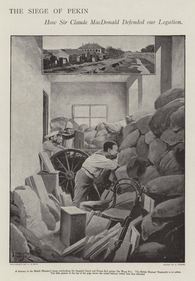 Die Verteidigung der belagerten britischen Gesandtschaft in Peking während des Boxeraufstands von Alfred (after) Pearse