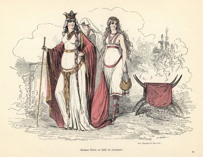Clotilde, Königin der Franken, in zeremonieller Tracht, 5. Jahrhundert von Alfred Grevin