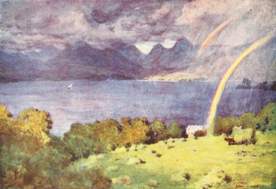 Lake District: Windermere und Langdale Pikes, von Lowwood von Alfred Heaton Cooper