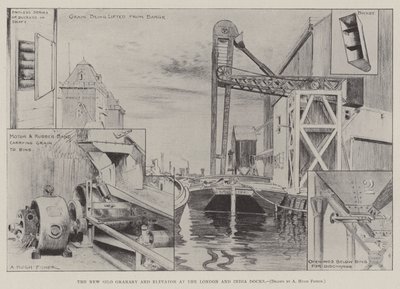 Das neue Silo-Getreidelager und der Aufzug an den London und India Docks von Alfred Hugh Fisher
