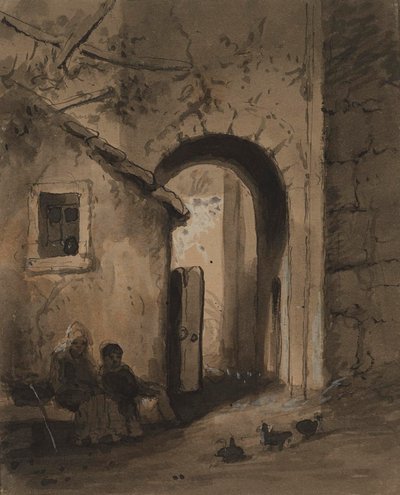Kinder vor einem Tor von Alfred Jacob Miller
