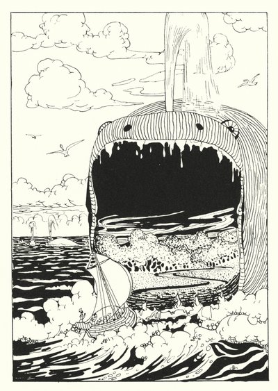 Lucians Wahre Geschichte: Das Schiff, das vom Wal verschluckt wurde (Gravur) von Alfred Payne Garnett