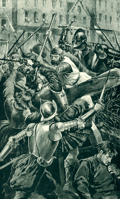 Der Earl von Angus und seine Speerträger wurden von Sir Patrick Hamilton angegriffen von Alfred Pearse