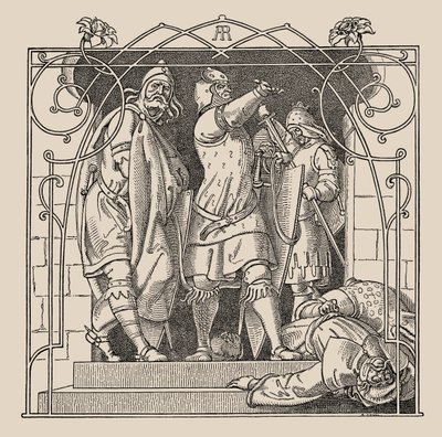 Die Nibelungen. Wie sie die Toten aus der Halle warfen, 1840-1841 von Alfred Rethel