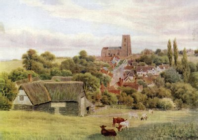 Die Kirche auf dem Hügel, Kersey, Suffolk von Alfred Robert Quinton