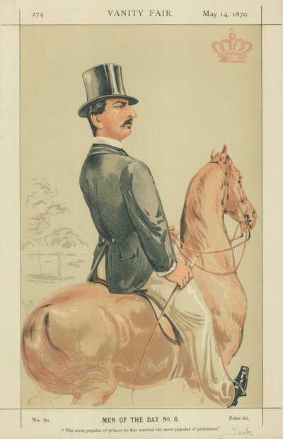 HSH Der Herzog von Teck, Der beliebteste der Prinzen, er hat die beliebteste der Prinzessinnen geheiratet, 14. Mai 1870, Vanity Fair Karikatur von Alfred Thompson