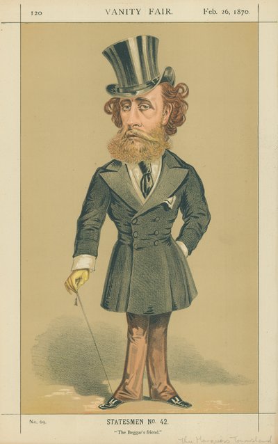 Der Marquis (John) Townshend, Der Freund der Bettler, 26. Februar 1870, Vanity Fair Karikatur von Alfred Thompson