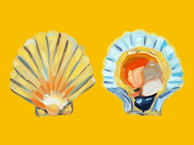 Goldene Jakobsmuschelschalen von Alice Straker