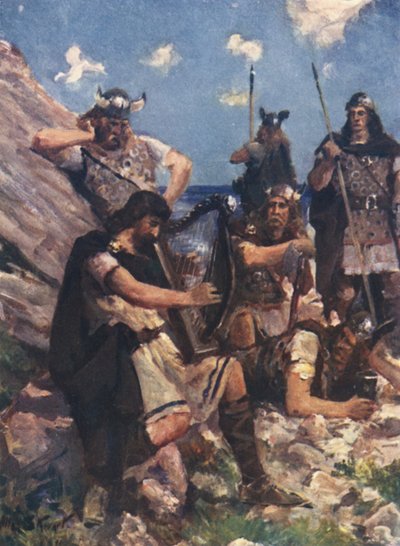 Verkleidet als ein alter Barde, kam König Alfred ins Lager der wilden Dänen von Allan (after) Stewart