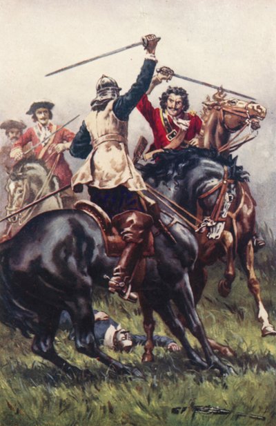 Kampf zwischen einem Ironside und einem Kavalleristen von Allan (after) Stewart