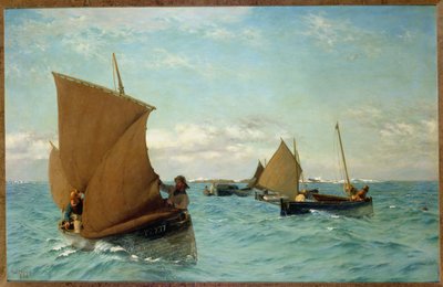 Luggers, die Ankerplätze aufnehmen, 1886 von Allan J. Hook