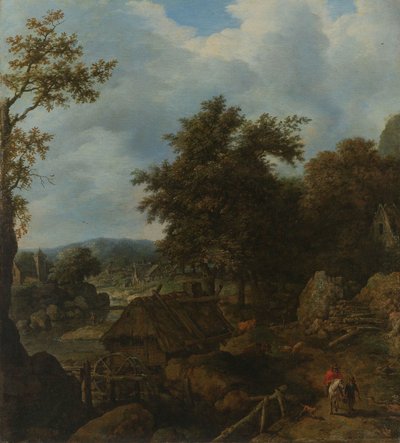 Schwedische Landschaft mit einer Wassermühle von Allart van Everdingen