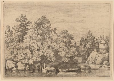 Der Cudgel-Damm und die überdachte Brücke, wahrscheinlich ca. 1645-1656 von Allart van Everdingen