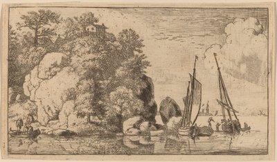Zwei Boote auf einem breiten Fluss von Allart van Everdingen