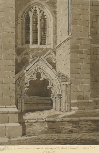 Lichfield Kathedrale - Südquerhaus: Rötelzeichnung, 9. Sep 1842 von Allen Edward Everitt