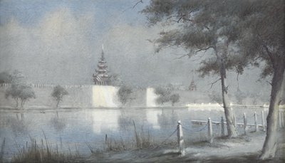 Der Wassergraben in Mandalay bei Mondschein, 1924 von Alma Claude Burlton Cull