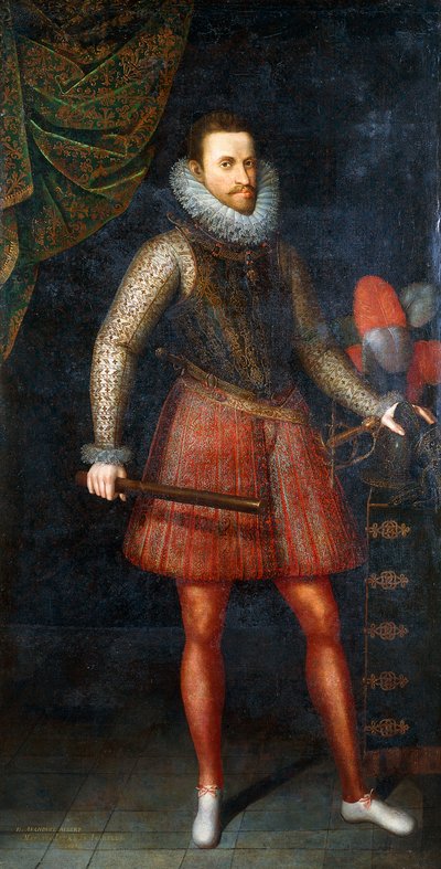 Porträt des Erzherzogs Albert, stehend in voller Länge, einen Stab haltend, 1593 von Alonso Sánchez Coello