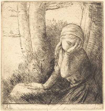 Verzweifeltes junges Mädchen (La jeune desesperee) von Alphonse Legros