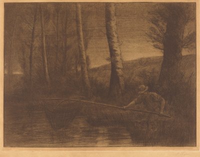Fischer mit einem Reusen-Netz von Alphonse Legros