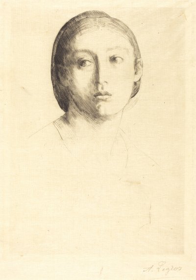 Kopf eines jungen Mädchens von Alphonse Legros