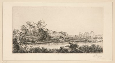 Der Bauernhof am Fluss: Abendstimmung von Alphonse Legros