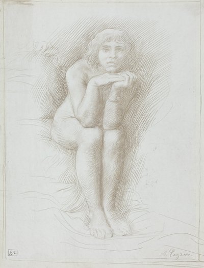 Sitzendes Aktmodell von Alphonse Legros