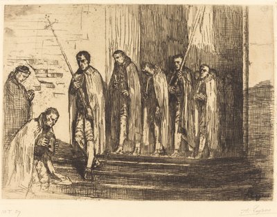 Prozession verlässt eine Kirche von Alphonse Legros
