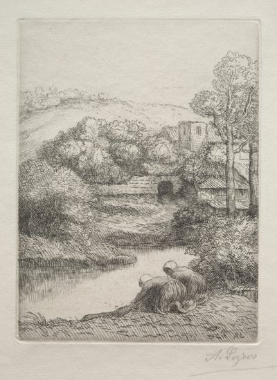 Der Waschplatz, genannt Die Wäscherinnen (Le Lavoir, Dite "Les Laveuses") von Alphonse Legros