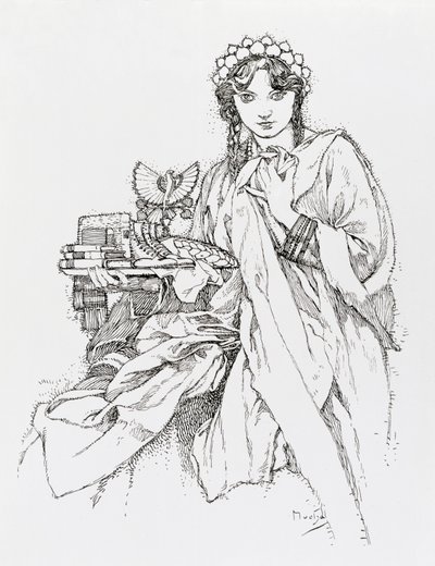 Werbeplakat für Ian Amos Komensky Lodge von Alphonse Mucha