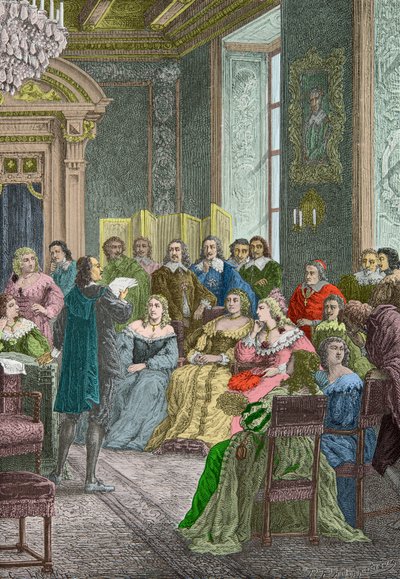 Corneille liest Polyeucte im Hotel de Rambouillet, 1642 (Gravur) von Alphonse Marie de Neuville