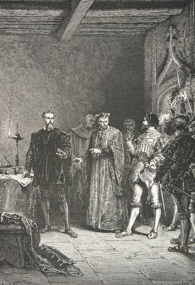 Jean de La Barre informiert Louis de Berquin über seine Freilassung aus der Conciergerie von Alphonse Marie de Neuville