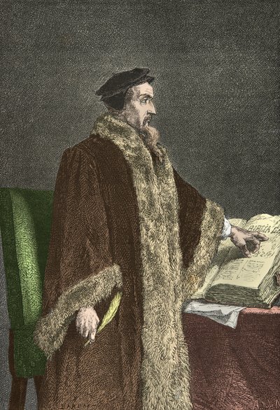 Porträt von Jean Calvin (Gravur) von Alphonse Marie de Neuville