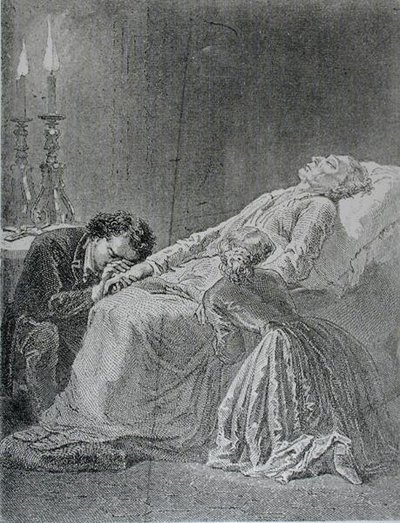 Der Tod von Jean Valjean, Illustration aus Les Miserables von Victor Hugo (1802-85) von Alphonse Marie de after Neuville