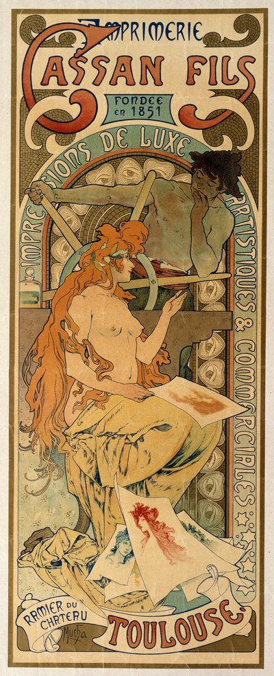 Plakat für die Druckerei Cassan Fils in Toulouse, 1897 von Alphonse Mucha