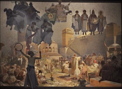 Die Einführung der slawischen Liturgie Der Zyklus Das Slawische Epos von Alphonse Mucha