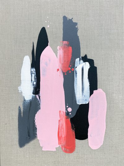 Abstrakte Pink-Graue Striche von Alyson Storms