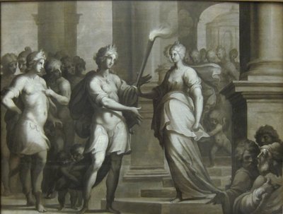 Théagène erhält die Fackel aus den Händen von Chariclée von Ambroise Dubois