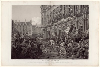 Der Herzog von Orléans wird dem Volk vom General La Fayette am Balkon des Hôtel de Ville am 31. Juli 1830 vorgestellt. von Ambroise Louis Garneray