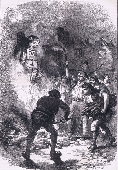 Verbrennung der Jay-Effigie, Illustration aus Cassells Geschichte der Vereinigten Staaten, veröffentlicht von Cassell, Petter & Galpin, ca. 1900 von American English school