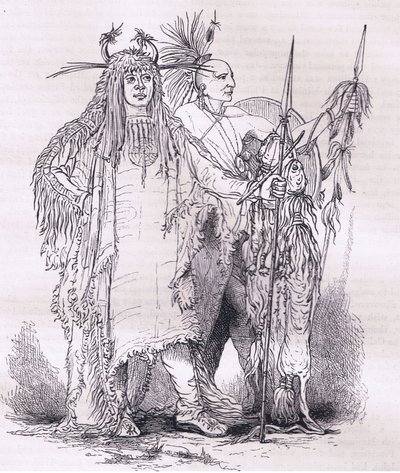 Gruppe von Grenzindianern, Illustration aus Cassells Geschichte der Vereinigten Staaten, veröffentlicht von Cassell, Petter & Galpin, ca. 1900 (Litho) von American English school