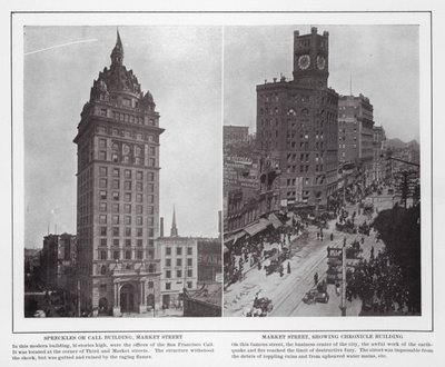 San Francisco: Spreckles oder Call Building, Market Street; Market Street, zeigt Chronicle Building (s/w Foto) von American Photographer (after)
